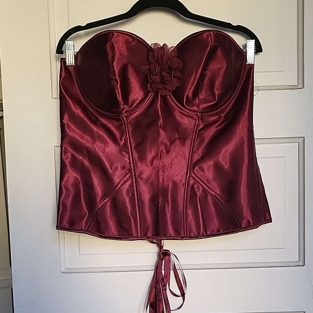 Adore Me Burgundy Satin Tank Top